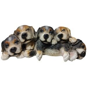 Raz Figurine‎ Five Sleeping Puppies Resin Dog Lover 3611078 9.5 Inch SEE